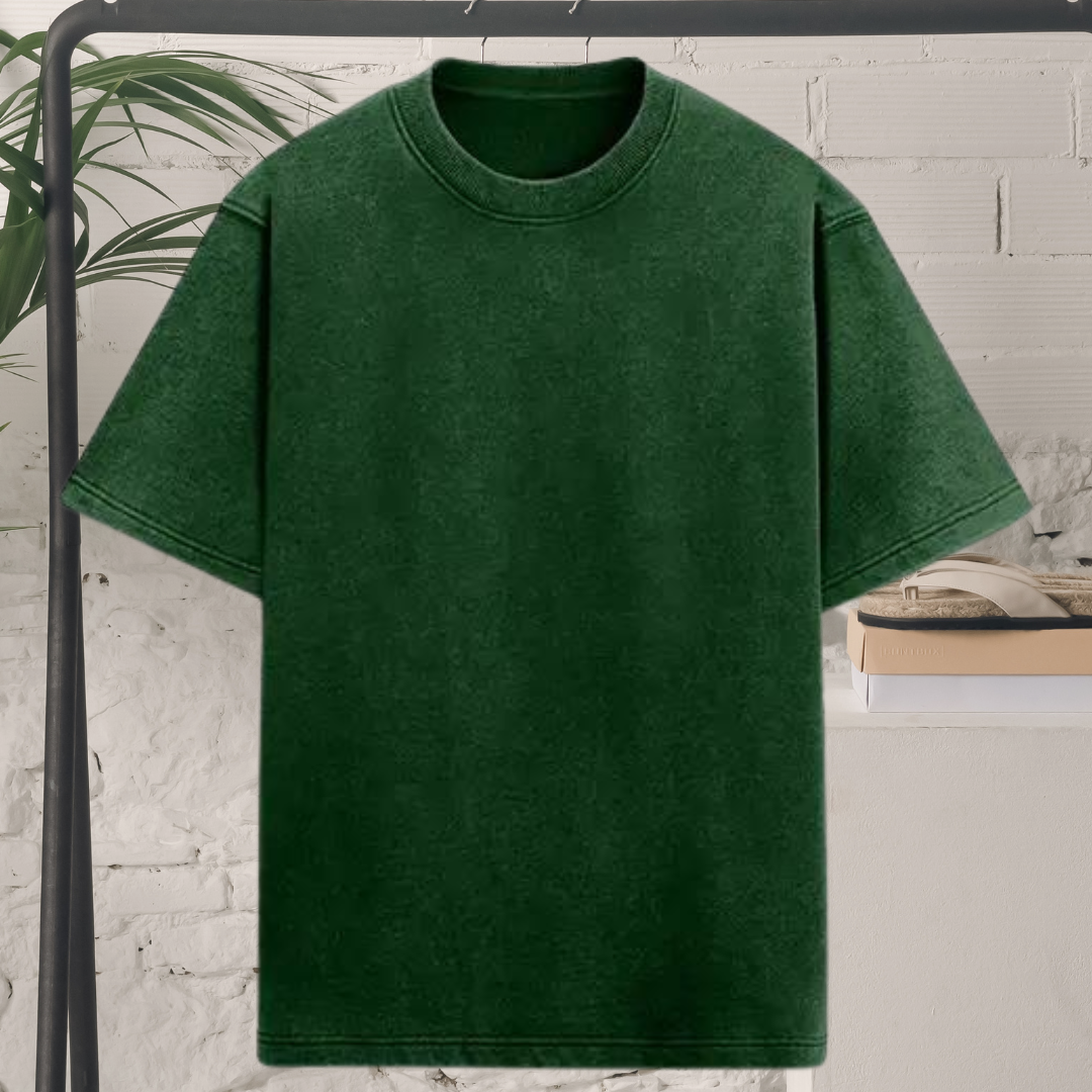 Bottle Green Acid Wash Oversized T-shirt