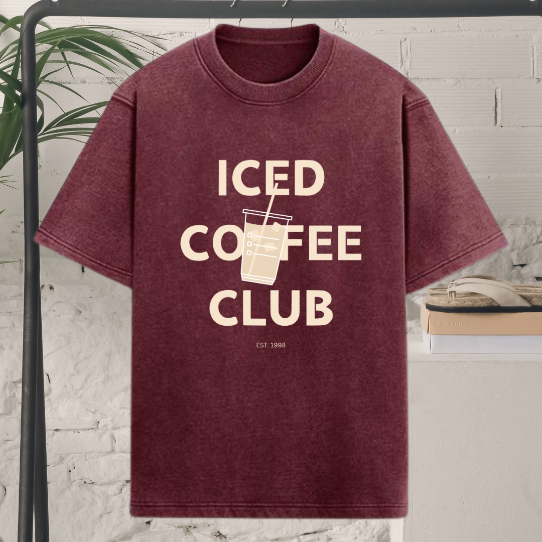 Iced Coffee Club Oversized Acid Wash T-shirt