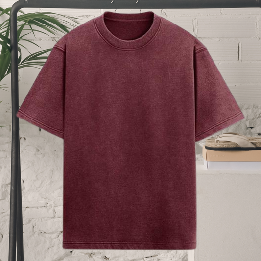 Maroon Acid Wash Oversized T-shirt