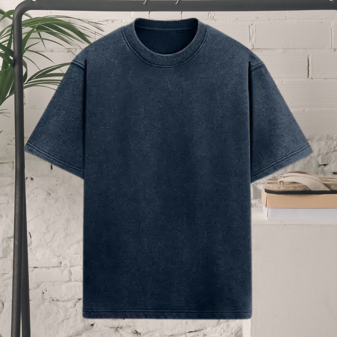 Navy Blue Acid Wash Oversized T-shirt