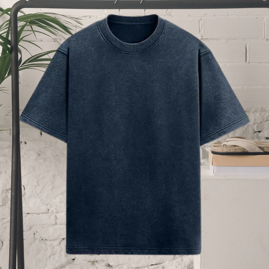 Navy Blue Acid Wash Oversized T-shirt