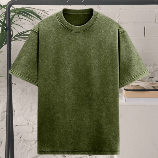 Olive Green Acid Wash Oversized T-shirt